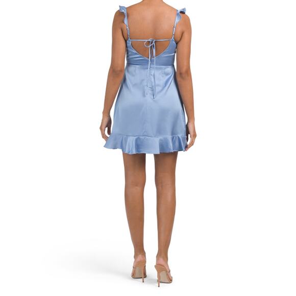 ASTR the Label Baby Blue Ruffle Coquette Marla Babydoll Mini Dress Size Medium - Picture 3 of 14